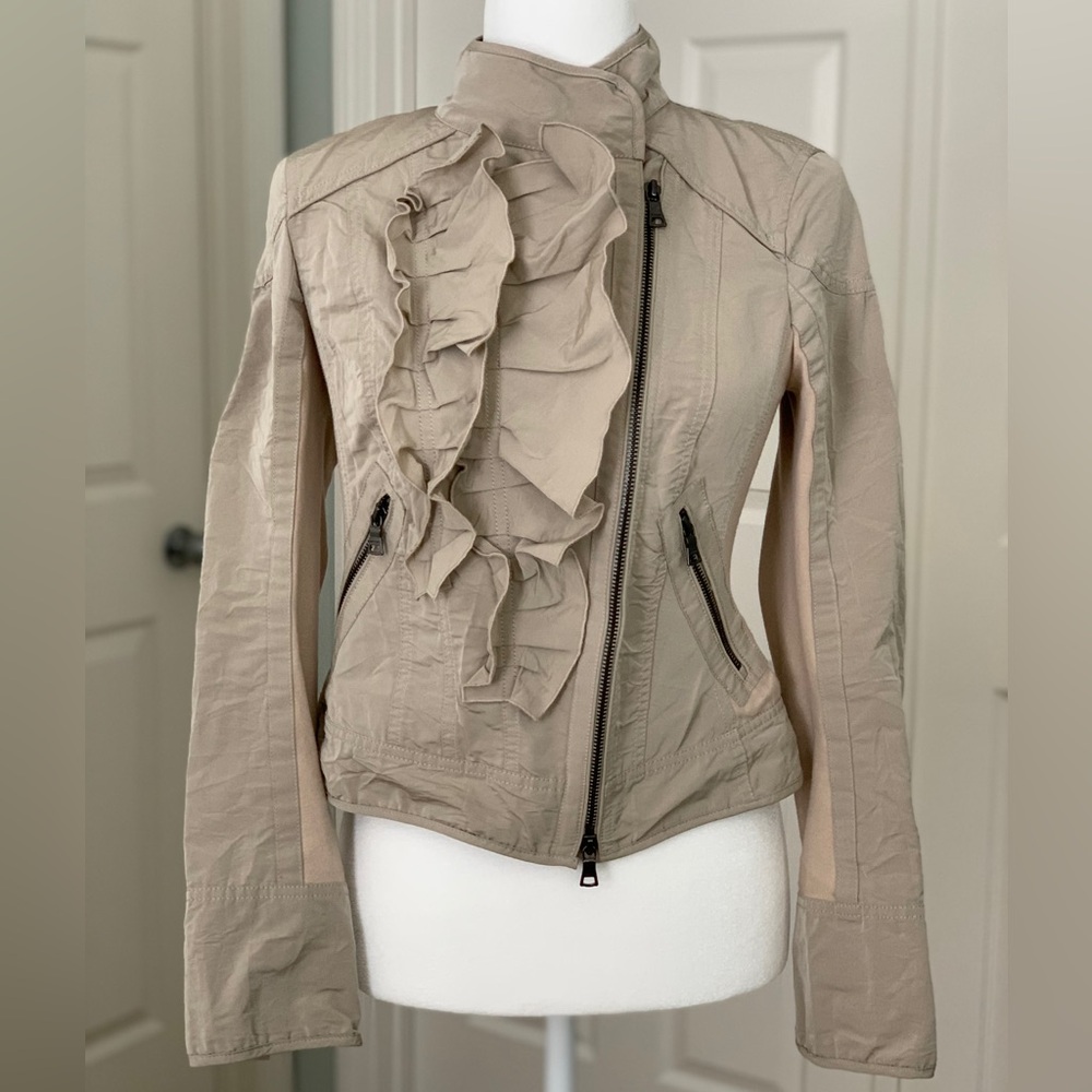 Vintage Ambiente Moto Ruffle Zipper Jacket Size 4 Avant Garde